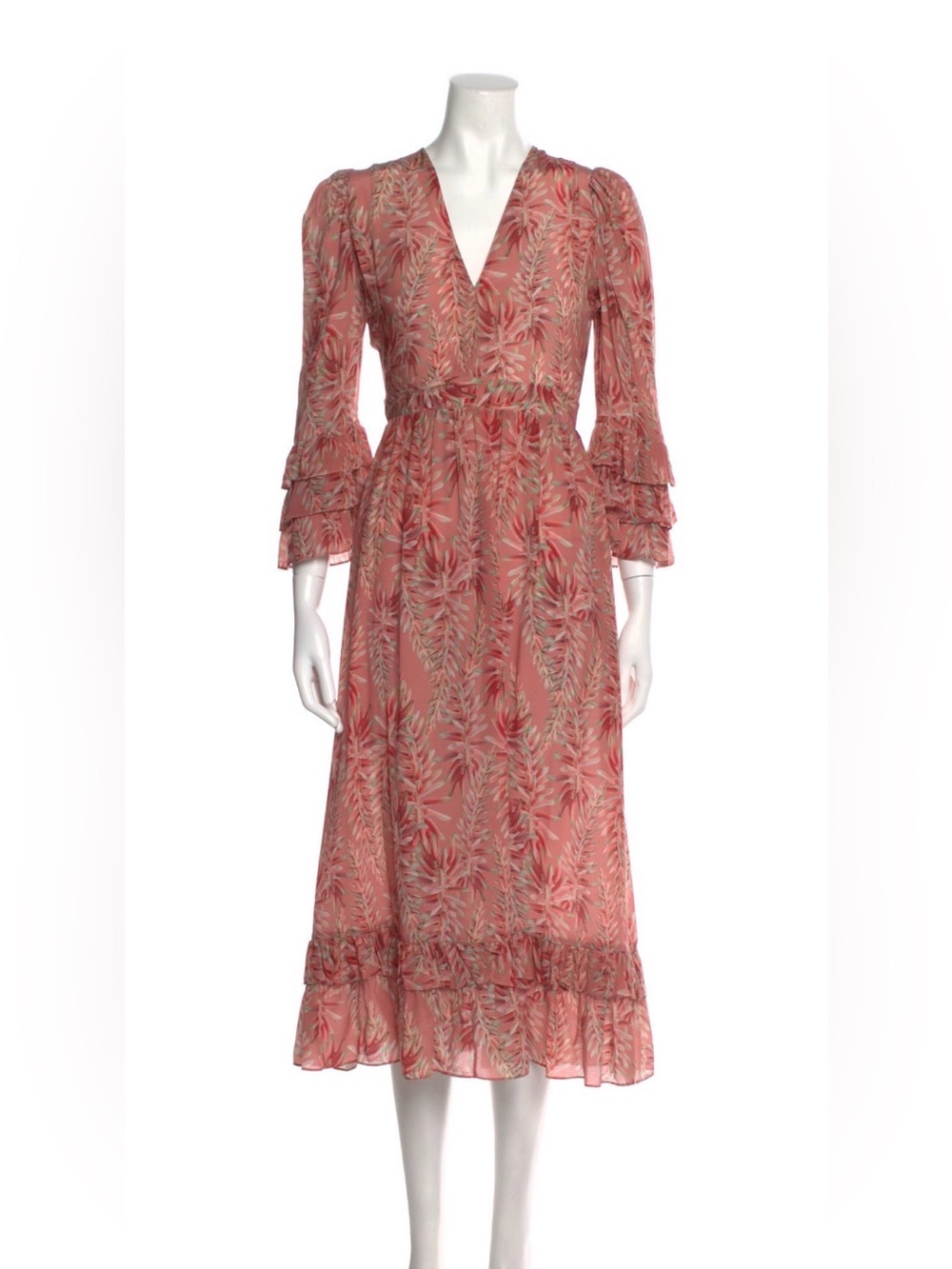 Adriana Degreas Women’s Coral V-Neck Midi Dress